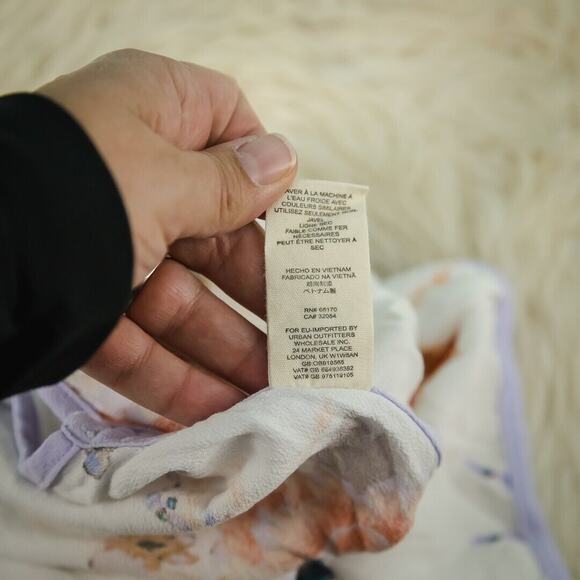 Free People Size Small S Floral Halter Tie Neck Spaghetti Strap Button Tank Top - Picture 6 of 7